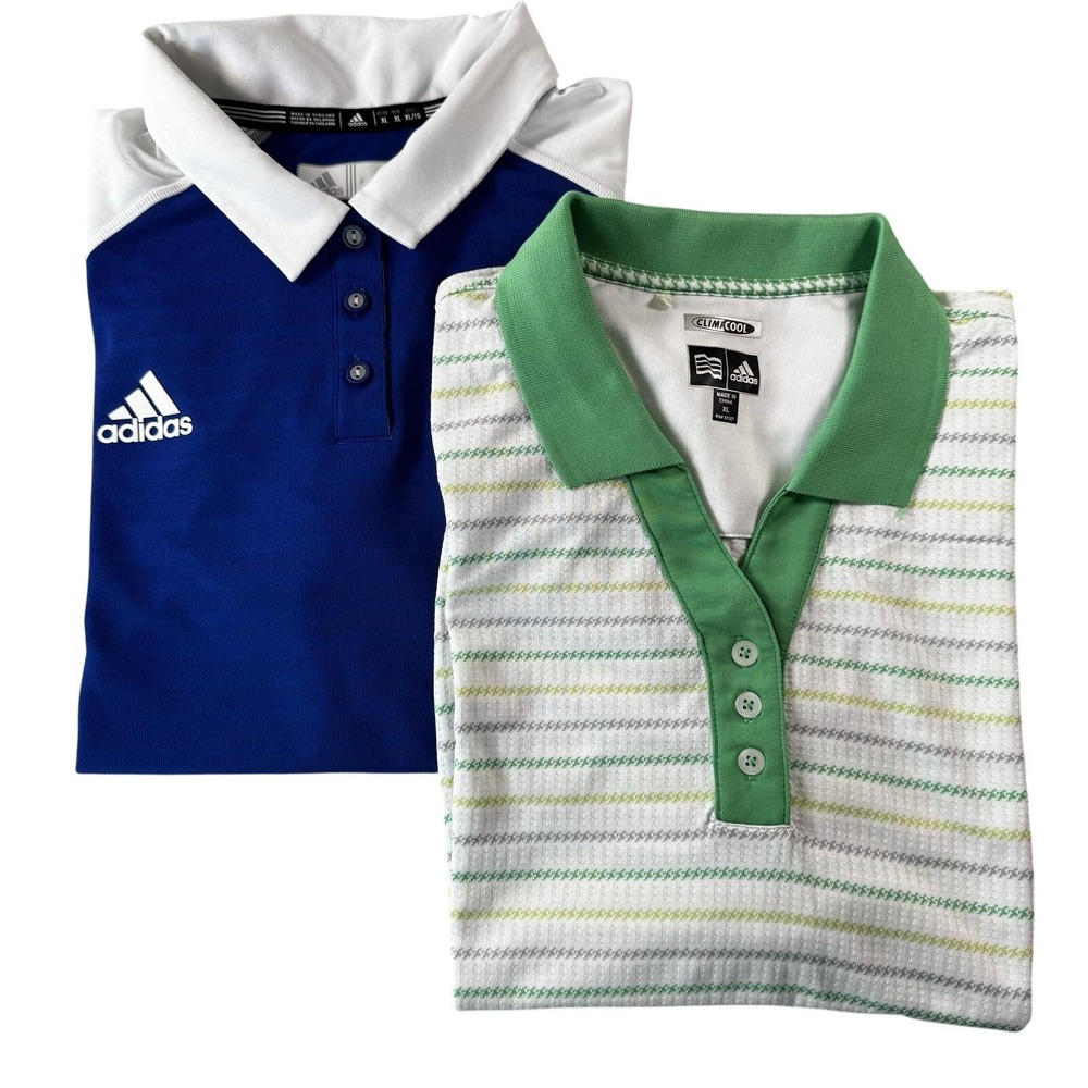 Lot Of 2 Adidas Polo Shirts Womens XL Multicolor ClimaCool Climalite Golf